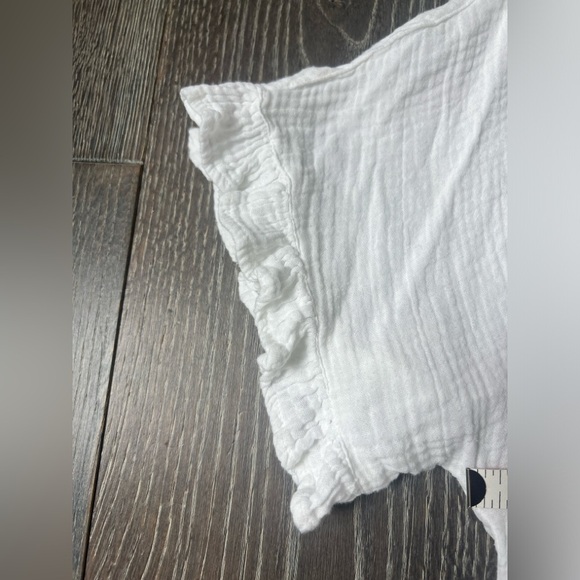 Beachlunchlounge white gauze ruffle short sleeve shirt top coverup size small - Picture 3 of 11